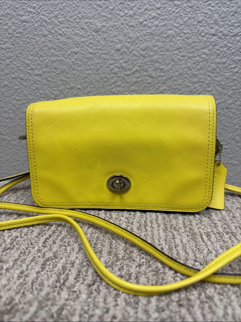Coach Yellow Leather Crossbody with Turn-Lock Closure